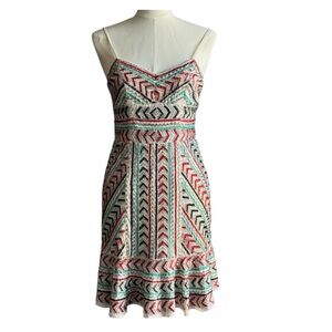 Parker Geometric Patterned Mini Dress Size Small